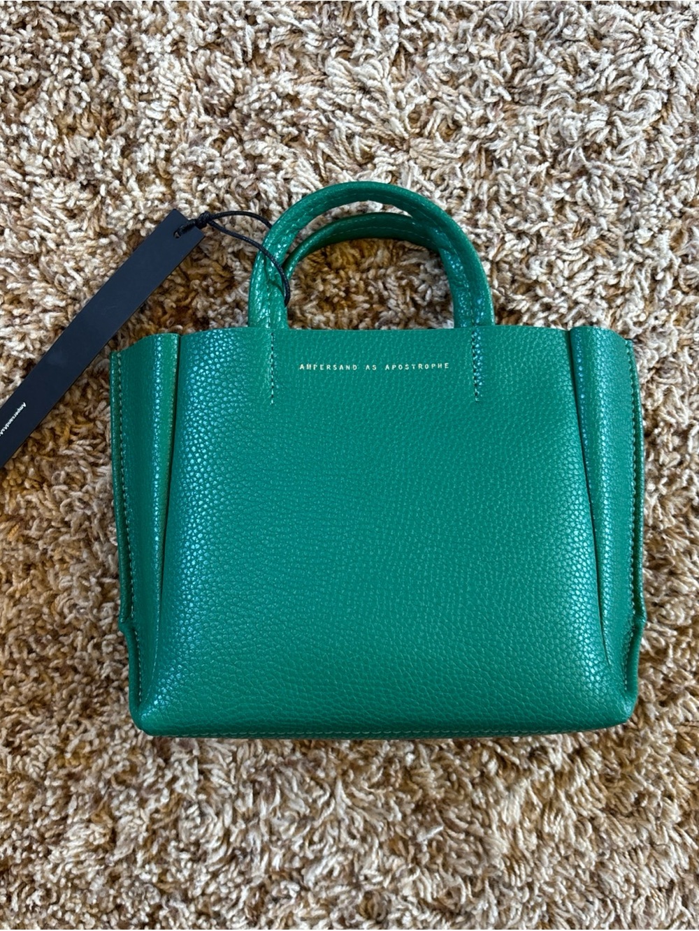 Ampersand As Apostrophe Green Leather Micro Tote/ Crossbody Bag